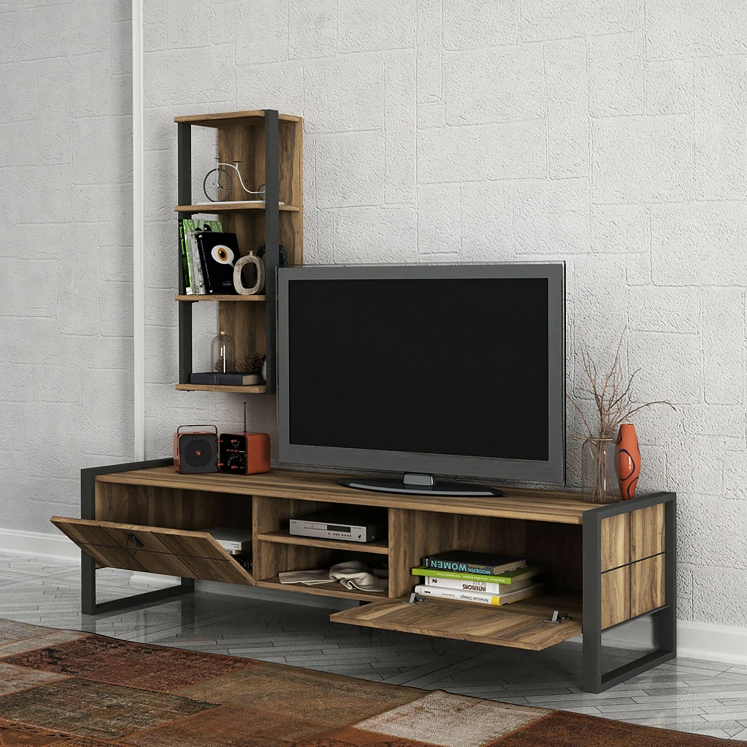 Red Living Wohnkombination Lando (2-teilig) - Walnuss Dekor / Grau 4 Red Living Wohnkombination Lando (2-teilig) - Walnuss Dekor / Grau – Bild 4