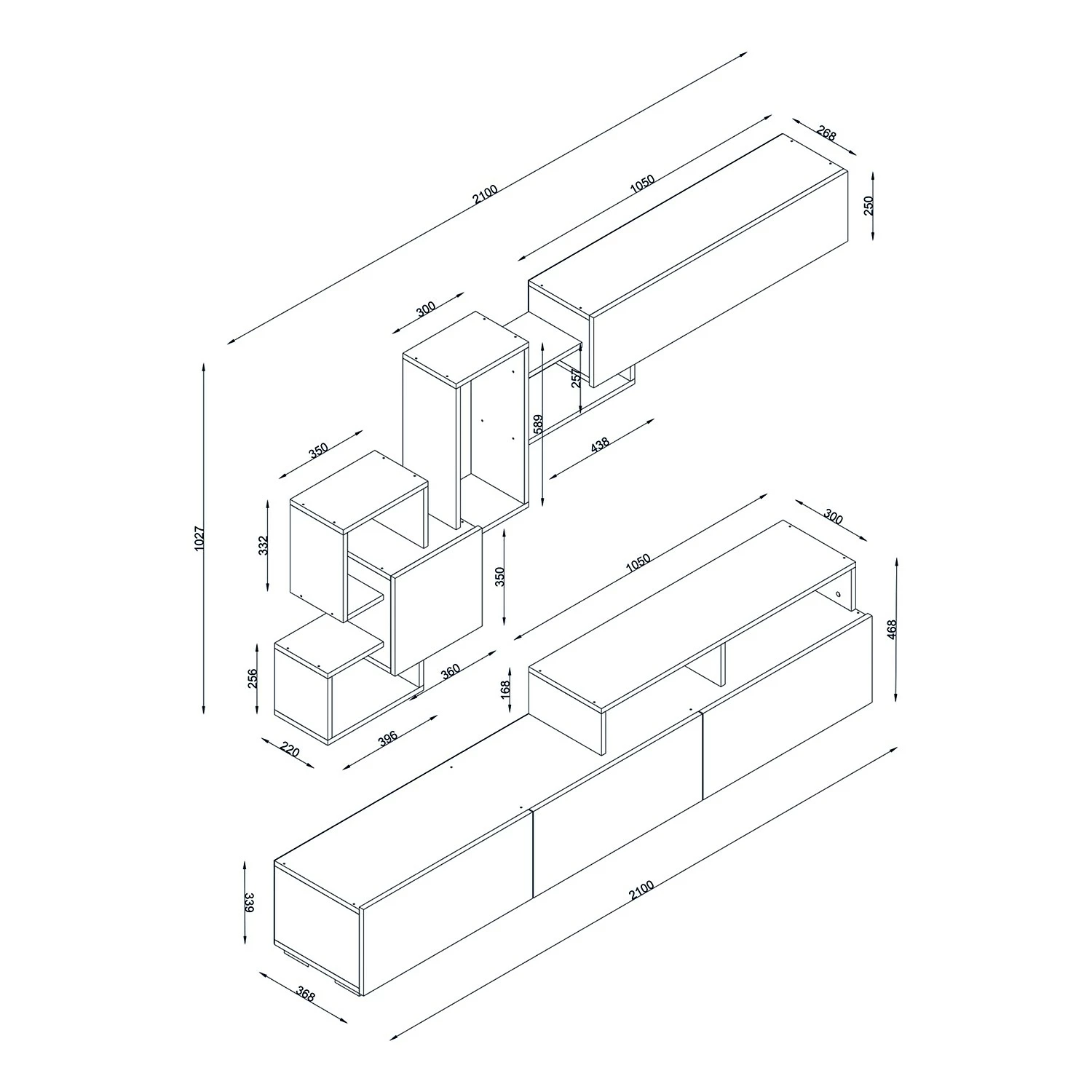 Loftscape Wohnwand Eliho (2-teilig) - Weiß 6 Loftscape Wohnwand Eliho (2-teilig) - Weiß – Bild 6