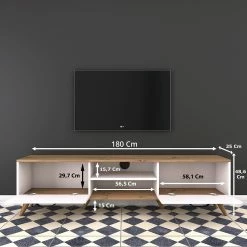 Loftscape TV-Lowboard Rangun - Weiß / Eiche Dekor -WOHNZIMMERMÖBEL Verkäufe 1000314895 211214 13383300629 SKETCH DETAILS P000000001000314895 sketch