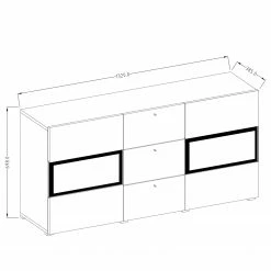 Loftscape Sideboard Adschman - Hochglanz Schwarz / Matt Schwarz -WOHNZIMMERMÖBEL Verkäufe 1000314944 211209 133342000518 SKETCH DETAILS P000000001000314944 sketch