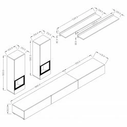 Loftscape Wohnwand Adschman (6-teilig) - Hochglanz Schwarz / Matt Schwarz -WOHNZIMMERMÖBEL Verkäufe 1000314945 211209 133342000526 SKETCH DETAILS P000000001000314945 sketch