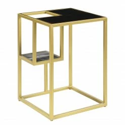 Jack & Alice Beistelltisch Nooble - Mango massiv / Metall - Mango Schwarz / Gold -WOHNZIMMERMÖBEL Verkäufe 1000315439 220427 035 DETAILS P000000001000315439