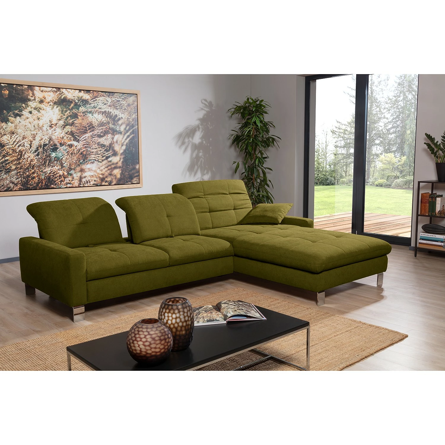 ADA trendline Ecksofa Newby - Chenille - Grün - Longchair davorstehend rechts - Ohne Schlaffunktion 2 ADA trendline Ecksofa Newby - Chenille - Grün - Longchair davorstehend rechts - Ohne Schlaffunktion – Bild 2