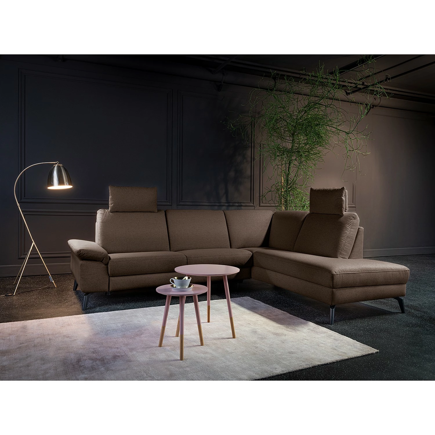 ADA trendline Ecksofa Nando - Flachgewebe - Braun - Longchair davorstehend rechts - Elektrisch verstellbar: 2 Motoren mit Kabel 2 ADA trendline Ecksofa Nando - Flachgewebe - Braun - Longchair davorstehend rechts - Elektrisch verstellbar: 2 Motoren mit Kabel – Bild 2