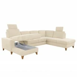 Loftscape Wohnlandschaft Gothem - Webstoff Palila: Creme - Ottomane davorstehend rechts - Mit Schlaffunktion -WOHNZIMMERMÖBEL Verkäufe 1000317140 220120 11560301254 DETAILS P000000001000317140