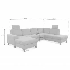 Loftscape Wohnlandschaft Gothem - Webstoff Palila: Creme - Ottomane davorstehend rechts - Mit Schlaffunktion -WOHNZIMMERMÖBEL Verkäufe 1000317140 220120 11560401725 SKETCH DETAILS P000000001000317140 sketch