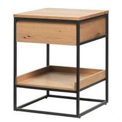 Red Living Beistelltisch Ratho II - Echtholzfurnier / Metall - Eiche / Schwarz