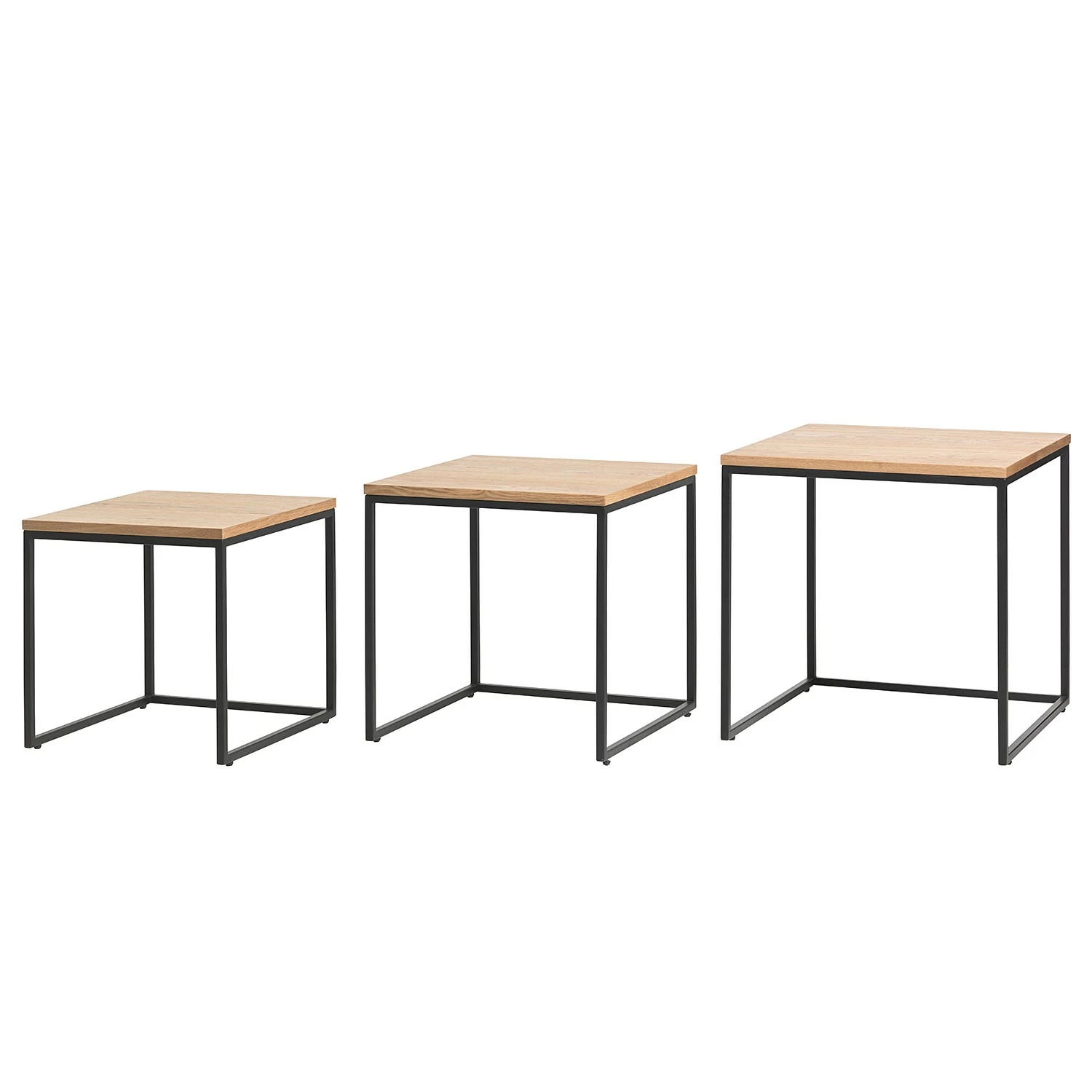 Red Living Beistelltisch Ratho I (3er-Set) - Echtholzfurnier / Metall - Eiche / Schwarz 1 Red Living Beistelltisch Ratho I (3er-Set) - Echtholzfurnier / Metall - Eiche / Schwarz