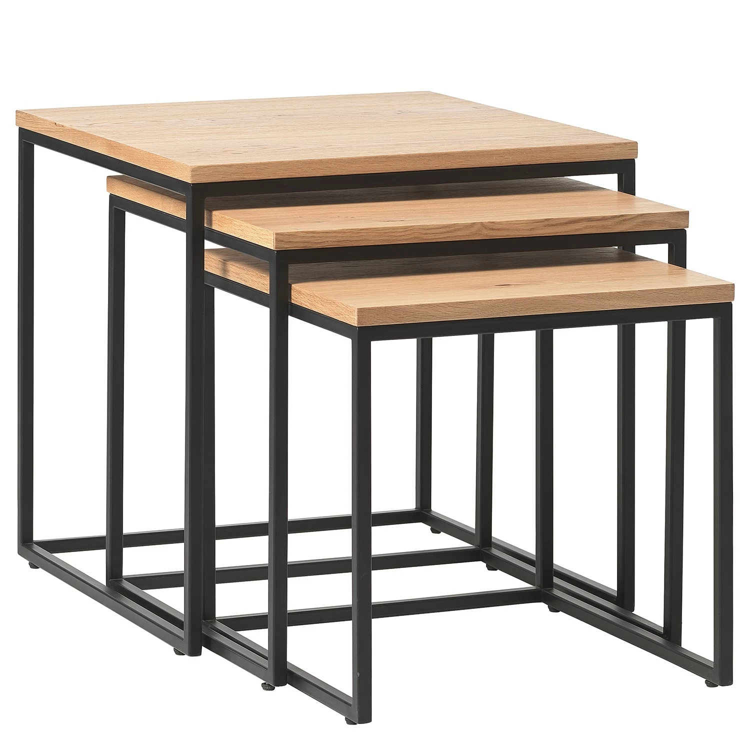 Red Living Beistelltisch Ratho I (3er-Set) - Echtholzfurnier / Metall - Eiche / Schwarz 4 Red Living Beistelltisch Ratho I (3er-Set) - Echtholzfurnier / Metall - Eiche / Schwarz – Bild 4