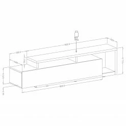 Loftscape TV-Lowboard Littor - Eiche Dekor / Anthrazit -WOHNZIMMERMÖBEL Verkäufe 1000327449 220125 134130000500 SKETCH DETAILS P000000001000327449 sketch
