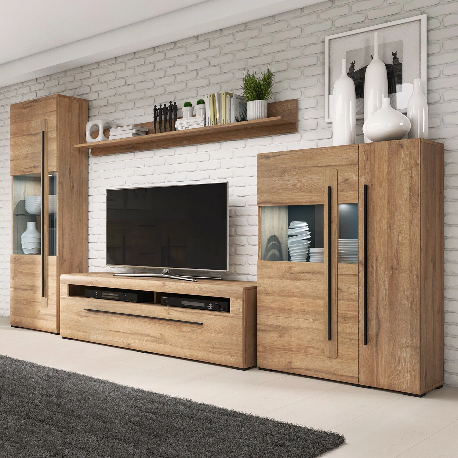 Loftscape Wohnwand Tyfta I (4-teilig) - Eiche Grandson Dekor 1 Loftscape Wohnwand Tyfta I (4-teilig) - Eiche Grandson Dekor