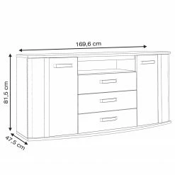Loftscape Sideboard Rubik - Schlammeiche Dekor / Hochglanz Weiß -WOHNZIMMERMÖBEL Verkäufe 1000328746 220204 153039000500 SKETCH DETAILS P000000001000328746 sketch