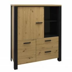 Red Living Highboard Zagora - Asteiche Dekor / Schwarz