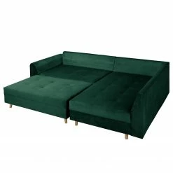 Norrwood Ecksofa Meyford - Samt Ravi: Antikgrün - Ottomane davorstehend rechts - Mit Hocker -WOHNZIMMERMÖBEL Verkäufe 1000330133 220304 070 DETAILS P000000001000330133