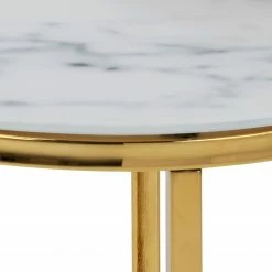 Fredriks Beistelltisch Katori II (2er-Set) - Glas / Metall - Marmor Weiß Dekor / Gold -WOHNZIMMERMÖBEL Verkäufe 1000330559 220208 14494600050 DETAILS P000000001000330559