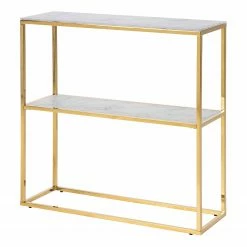 Fredriks Konsolentisch Katori I - Glas / Metall - Marmor Weiß Dekor / Gold