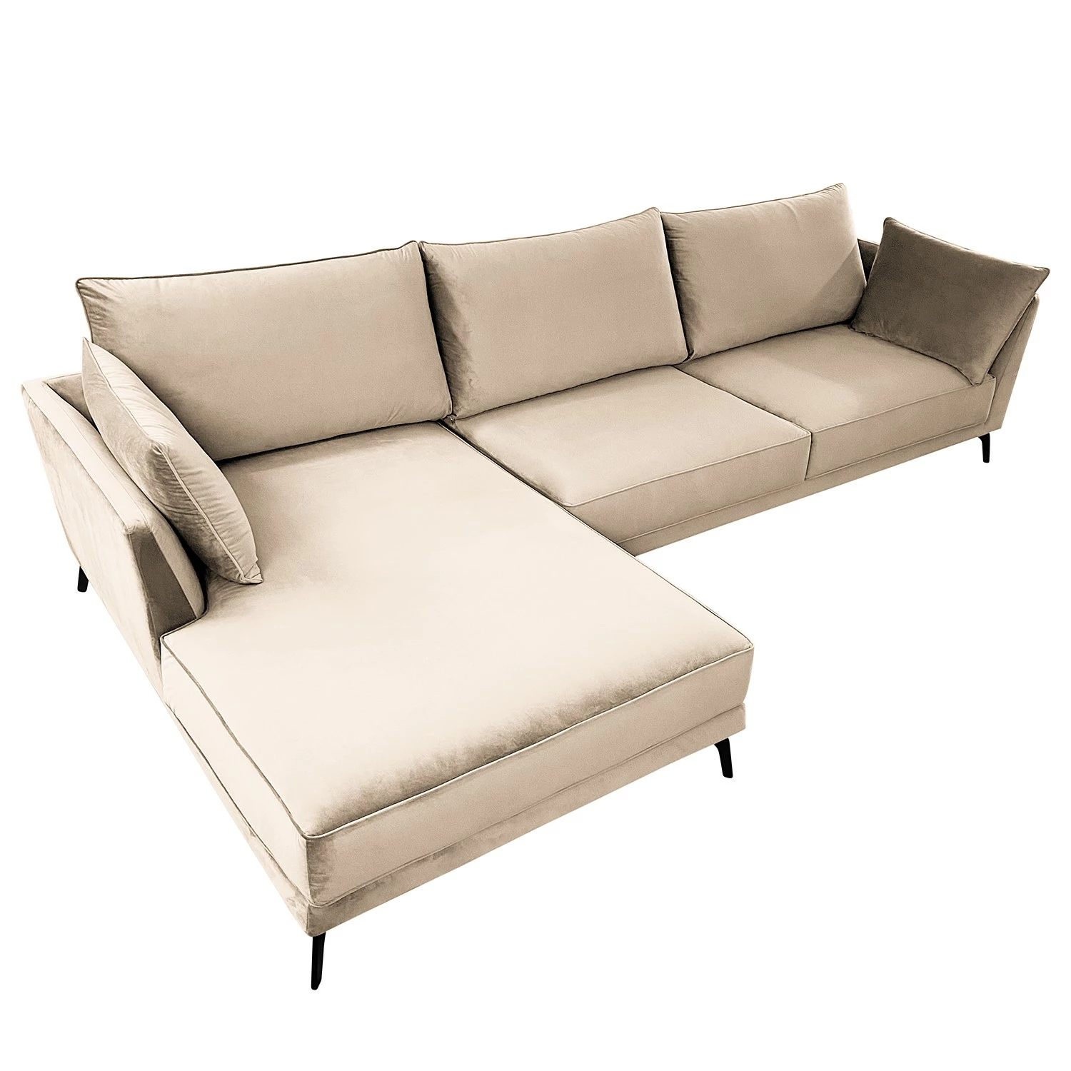 Norrwood Ecksofa Gobabis - Samt Ravi: Creme - Longchair davorstehend links 6 Norrwood Ecksofa Gobabis - Samt Ravi: Creme - Longchair davorstehend links – Bild 6
