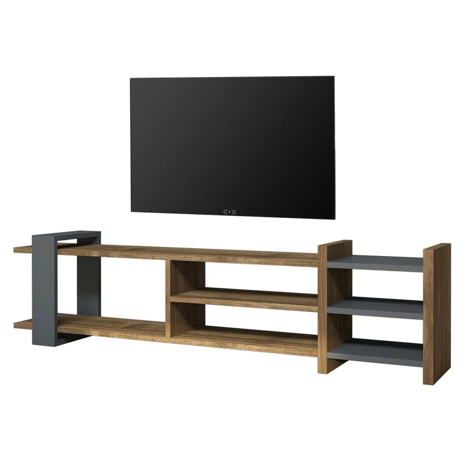 Red Living TV-Rack Zambia - Walnuss Dekor / Anthrazit 1 Red Living TV-Rack Zambia - Walnuss Dekor / Anthrazit