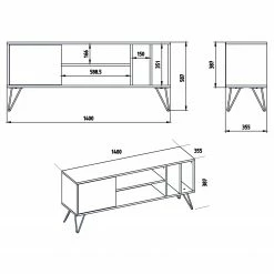 Red Living TV-Lowboard Vidago I - Walnuss Dekor / Anthrazit -WOHNZIMMERMÖBEL Verkäufe 1000333653 220302 500 SKETCH DETAILS P000000001000333653 sketch