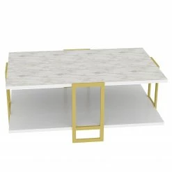 Loftscape Couchtisch Pisek - Marmor Weiß Dekor / Gold -WOHNZIMMERMÖBEL Verkäufe 1000333657 220302 030 DETAILS P000000001000333657