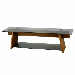 Loftscape TV-Rack Kalisz - Glas / Walnuss massiv - Rauchgrau / Walnuss