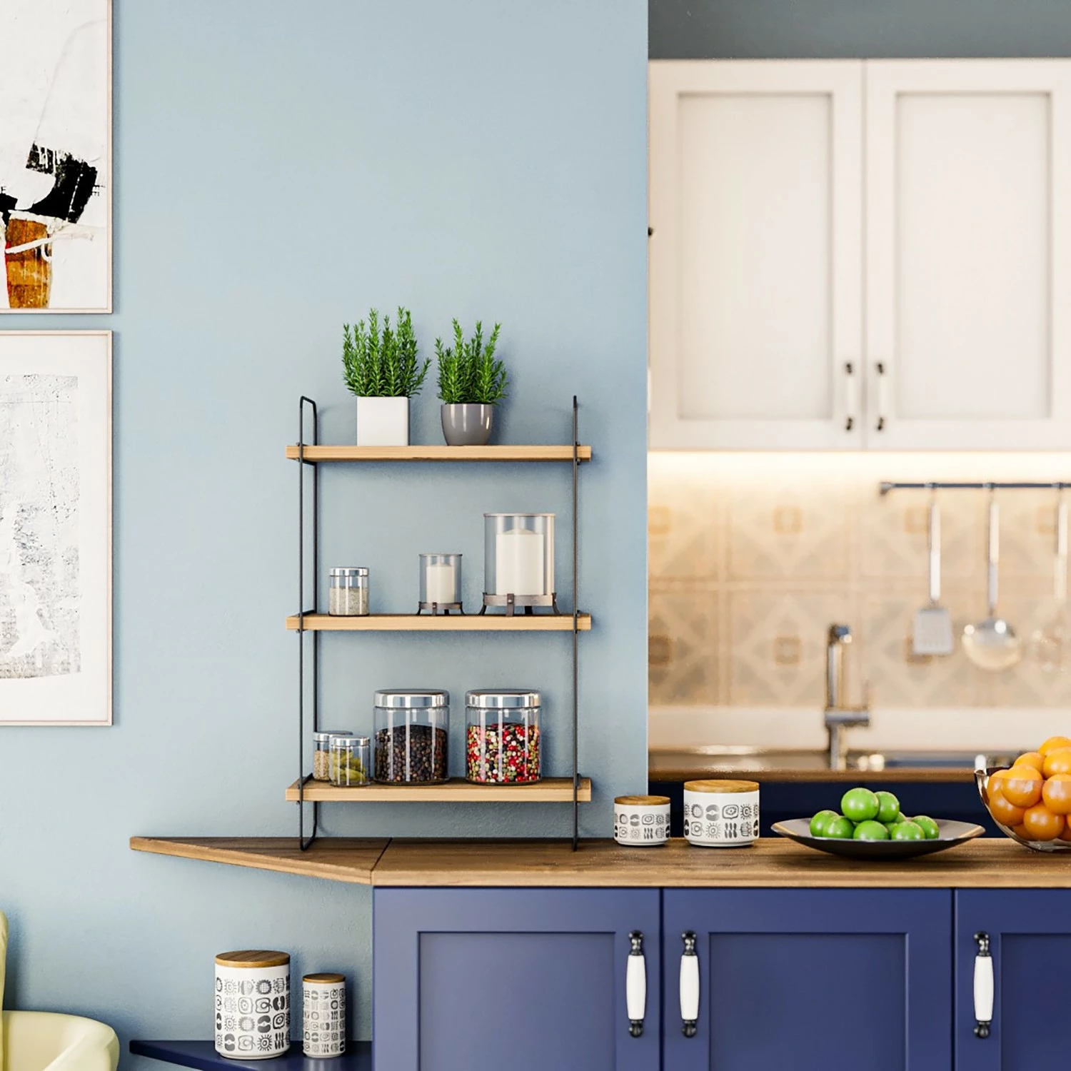 Red Living Wandregal Papasan - Metall - Kiefer Dekor / Schwarz 4 Red Living Wandregal Papasan - Metall - Kiefer Dekor / Schwarz – Bild 4