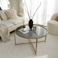 Loftscape Couchtisch Sedan I - Glas / Metall - Gold -WOHNZIMMERMÖBEL Verkäufe 1000333690 220302 022 MOOD DETAILS P000000001000333690 mood