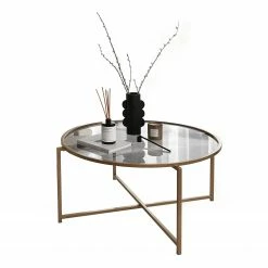 Loftscape Couchtisch Sedan I - Glas / Metall - Gold -WOHNZIMMERMÖBEL Verkäufe 1000333690 220302 030 DETAILS P000000001000333690