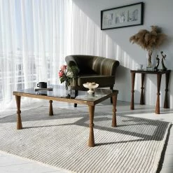 Ars Natura Couchtisch Donatella - Glas / Walnuss massiv - Rauchschwarz / Walnuss -WOHNZIMMERMÖBEL Verkäufe 1000333698 220302 021 MOOD DETAILS P000000001000333698 mood