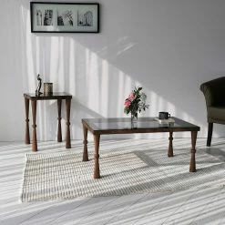 Ars Natura Couchtisch Donatella - Glas / Walnuss massiv - Rauchschwarz / Walnuss -WOHNZIMMERMÖBEL Verkäufe 1000333698 220302 023 MOOD DETAILS P000000001000333698 mood