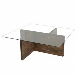 Loftscape Couchtisch Gran Rey - Glas / Walnuss massiv - Walnuss