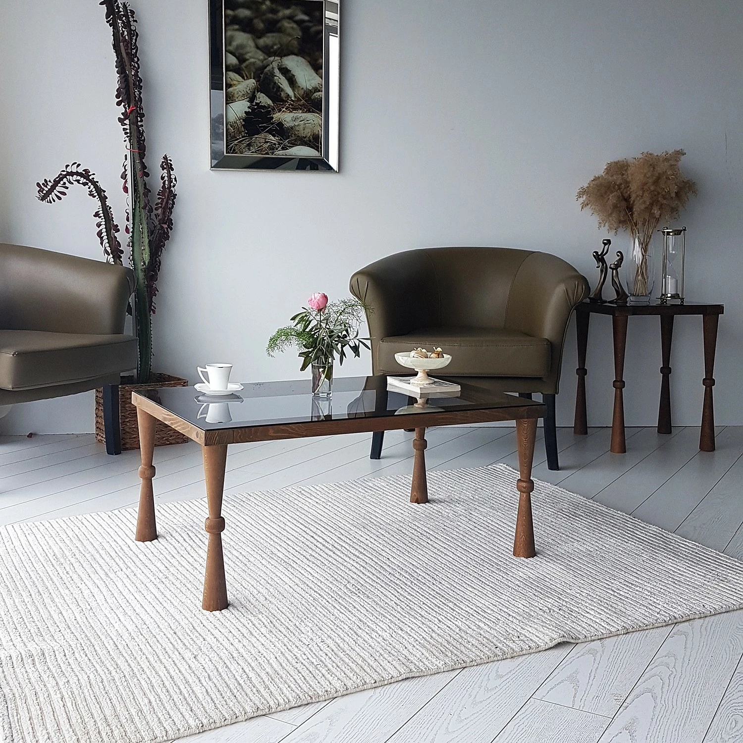 Ars Natura Beistelltisch Donatella - Glas / Walnuss massiv - Rauchschwarz / Walnuss 6 Ars Natura Beistelltisch Donatella - Glas / Walnuss massiv - Rauchschwarz / Walnuss – Bild 6