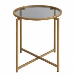 Loftscape Beistelltisch Guichen I - Glas / Metall - Rauchschwarz / Gold