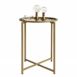 Loftscape Beistelltisch Guichen II - Glas / Metall - Rauchschwarz / Gold -WOHNZIMMERMÖBEL Verkäufe 1000333711 220302 030 DETAILS P000000001000333711