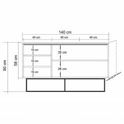 Red Living Sideboard Yopal I - Metall - Kiefer Dekor / Schwarz -WOHNZIMMERMÖBEL Verkäufe 1000333720 220302 500 SKETCH DETAILS P000000001000333720 sketch