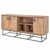 Red Living Sideboard Yopal II - Metall - Kiefer Dekor / Schwarz
