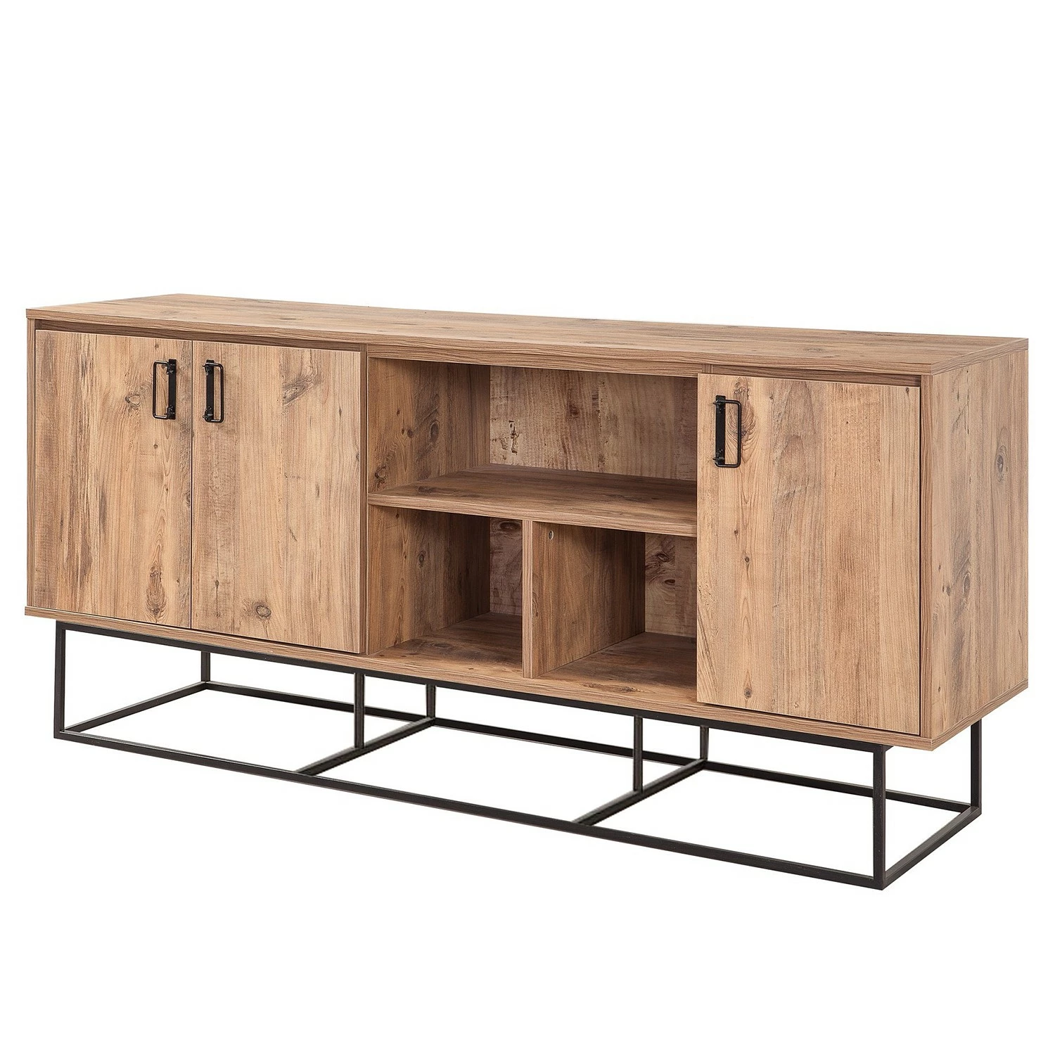 Red Living Sideboard Yopal II - Metall - Kiefer Dekor / Schwarz 1 Red Living Sideboard Yopal II - Metall - Kiefer Dekor / Schwarz
