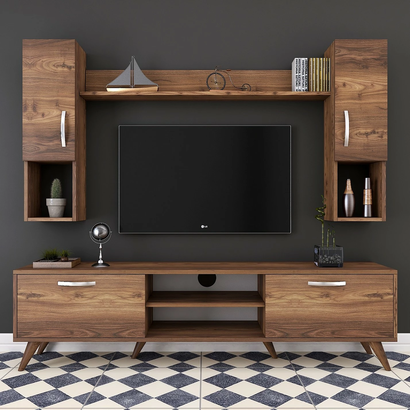 Red Living Wohnkombination Rangun II (4-teilig) - Walnuss Dekor 1 Red Living Wohnkombination Rangun II (4-teilig) - Walnuss Dekor