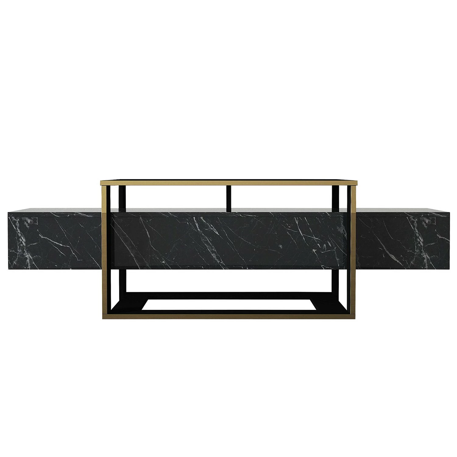 Loftscape TV-Lowboard Board Luca - Marmor Schwarz Dekor / Gold 4 Loftscape TV-Lowboard Board Luca - Marmor Schwarz Dekor / Gold – Bild 4