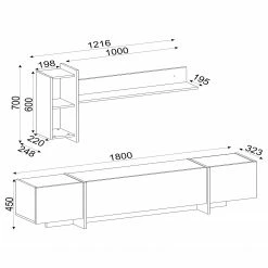 Loftscape Wohnkombination Vidal (2-teilig) - Marmor Schwarz Dekor / Walnuss Dekor / Gold -WOHNZIMMERMÖBEL Verkäufe 1000333732 220302 500 SKETCH DETAILS P000000001000333732 sketch