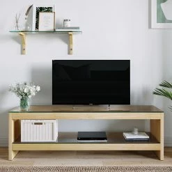 Loftscape Wohnkombination Mömbris (2-teilig) - Glas / Eiche massiv - Transparent / Eiche