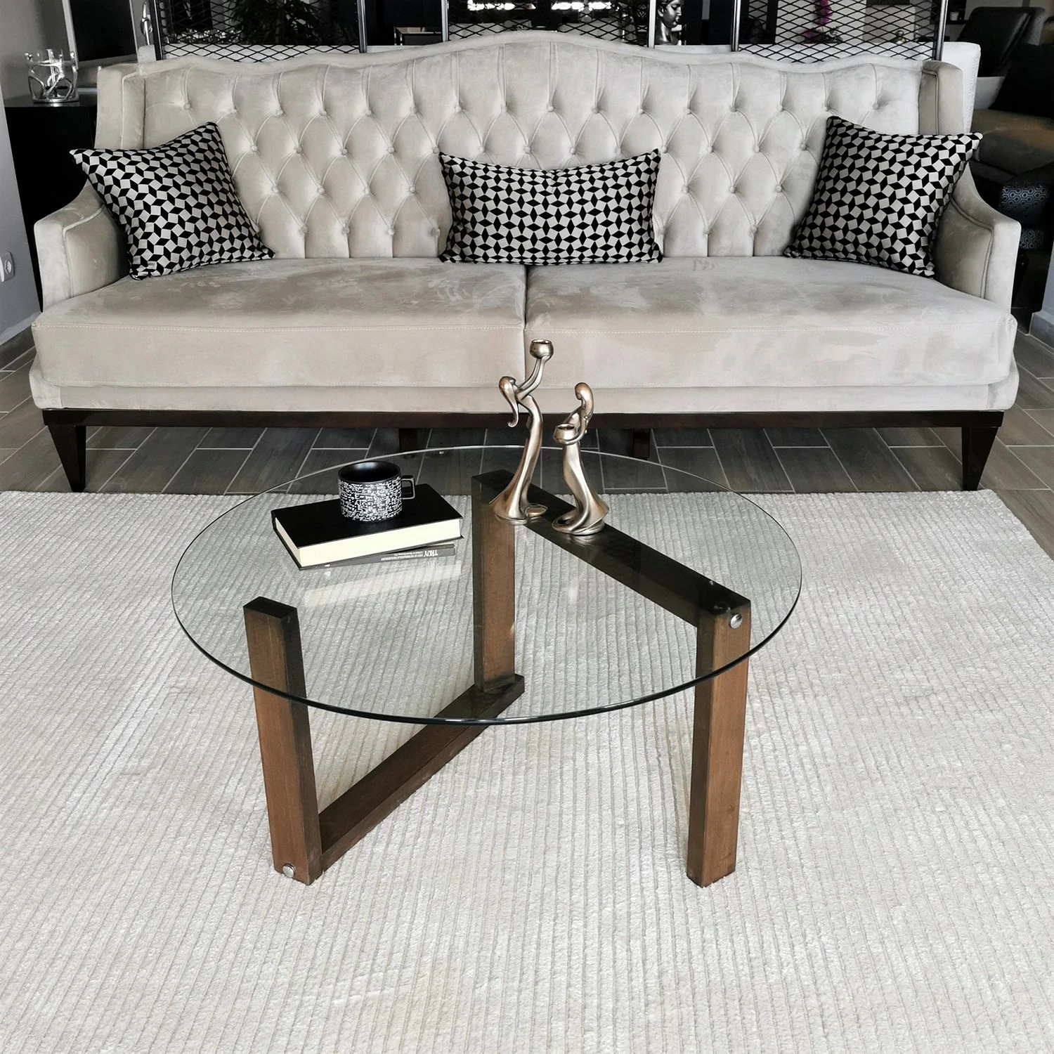 Loftscape Couchtisch Yorkton II - Glas / Walnuss massiv - Walnuss 7 Loftscape Couchtisch Yorkton II - Glas / Walnuss massiv - Walnuss – Bild 7