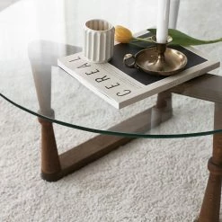 Loftscape Couchtisch Yoxford II - Glas / Walnuss massiv - Walnuss -WOHNZIMMERMÖBEL Verkäufe 1000333741 220302 030 DETAILS P000000001000333741