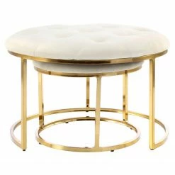 INSTYLE by Kayoom Polsterhocker Myla (2er-Set) - Weiß / Gold 10 INSTYLE by Kayoom Polsterhocker Myla (2er-Set) - Weiß / Gold -WOHNZIMMERMÖBEL Verkäufe 1000335715 220223 031 DETAILS P000000001000335715