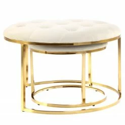 INSTYLE by Kayoom Polsterhocker Myla (2er-Set) - Weiß / Gold 11 INSTYLE by Kayoom Polsterhocker Myla (2er-Set) - Weiß / Gold -WOHNZIMMERMÖBEL Verkäufe 1000335715 220223 032 DETAILS P000000001000335715