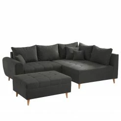 Mørteens Ecksofa Capstone - Samt Rosor: Basalt - Ottomane davorstehend rechts - Mit Hocker