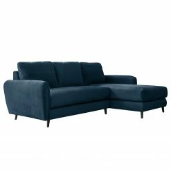 Loftscape Ecksofa Tatan - Microfaser Faria: Marineblau - Longchair davorstehend rechts - Ohne Hocker