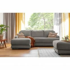 Loftscape Ecksofa Tandil - Webstoff Dolly: Dunkelgrau - Longchair davorstehend links - Mit Hocker -WOHNZIMMERMÖBEL Verkäufe 1000336887 220401 080 DETAILS P000000001000336887