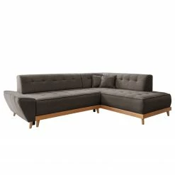 Norrwood Ecksofa Surribas II - Webstoff Lark: Anthrazit - Ottomane davorstehend rechts