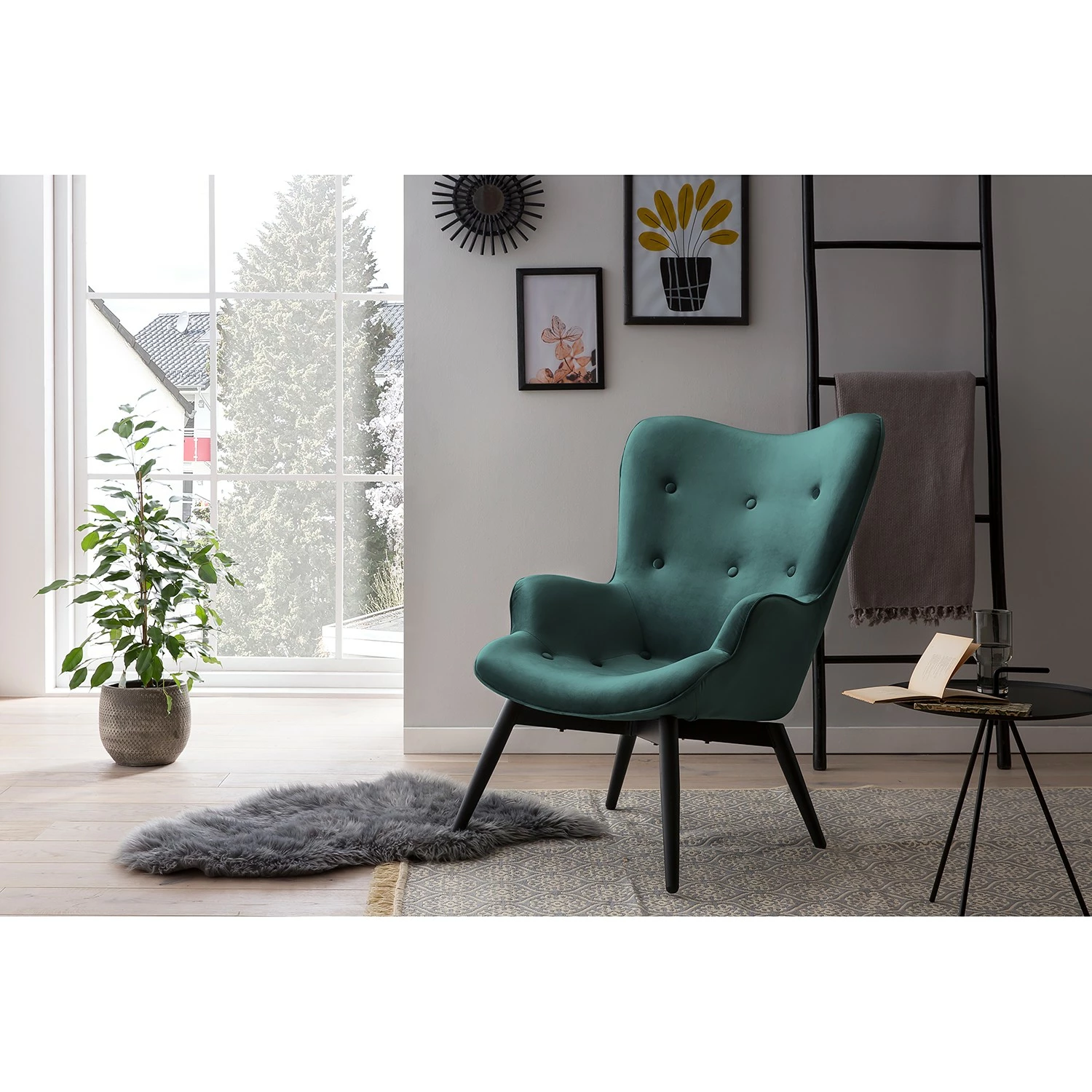 Norrwood Sessel Pattani II - Samt - Petrol 2 Norrwood Sessel Pattani II - Samt - Petrol – Bild 2